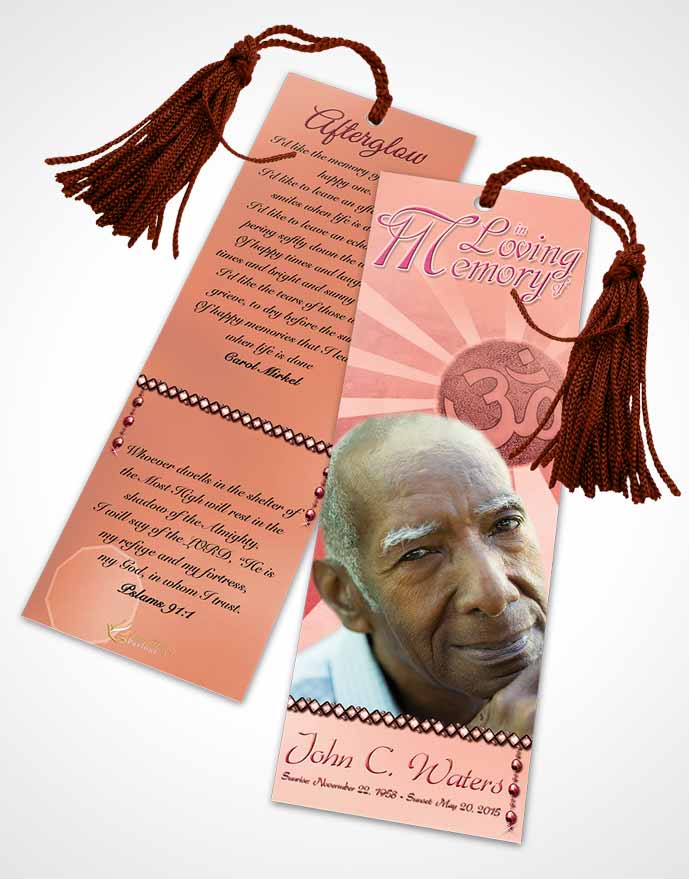 Funeral Bookmark Template Hinduism Faith Ruby Sunset