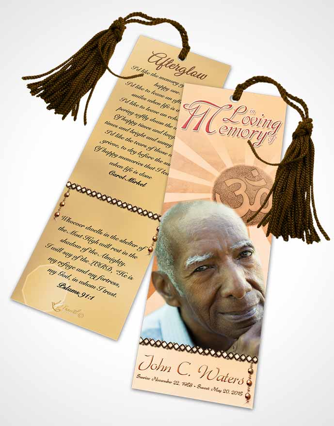 Funeral Bookmark Template Hinduism Faith Soft Sunset