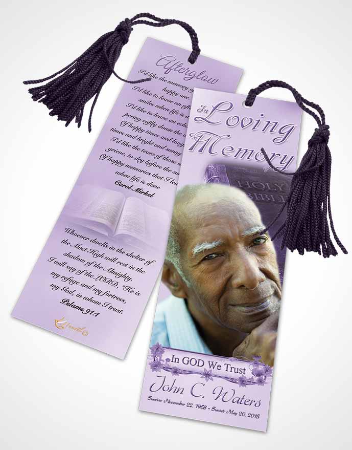 Funeral Bookmark Template Holy Bible Lavender Honor