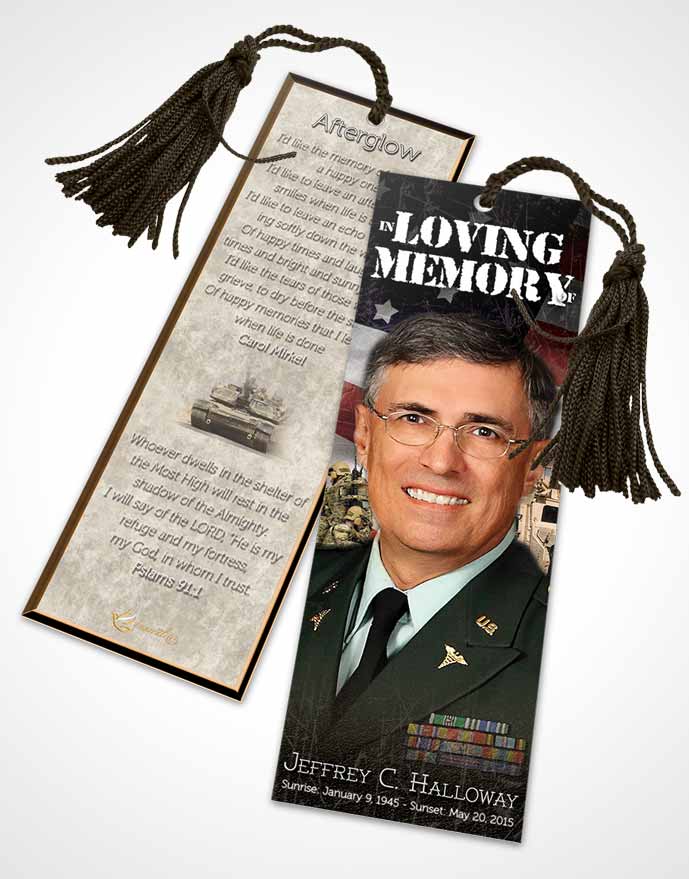 Funeral Bookmark Template In God We Trust Army Salute