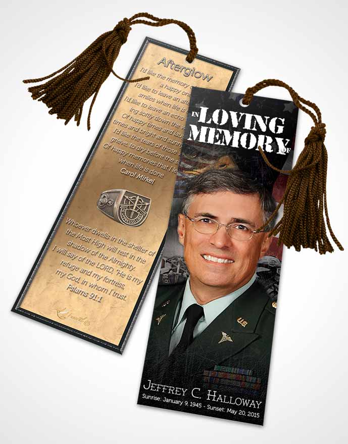 Funeral Bookmark Template In God We Trust Special Forces Salute