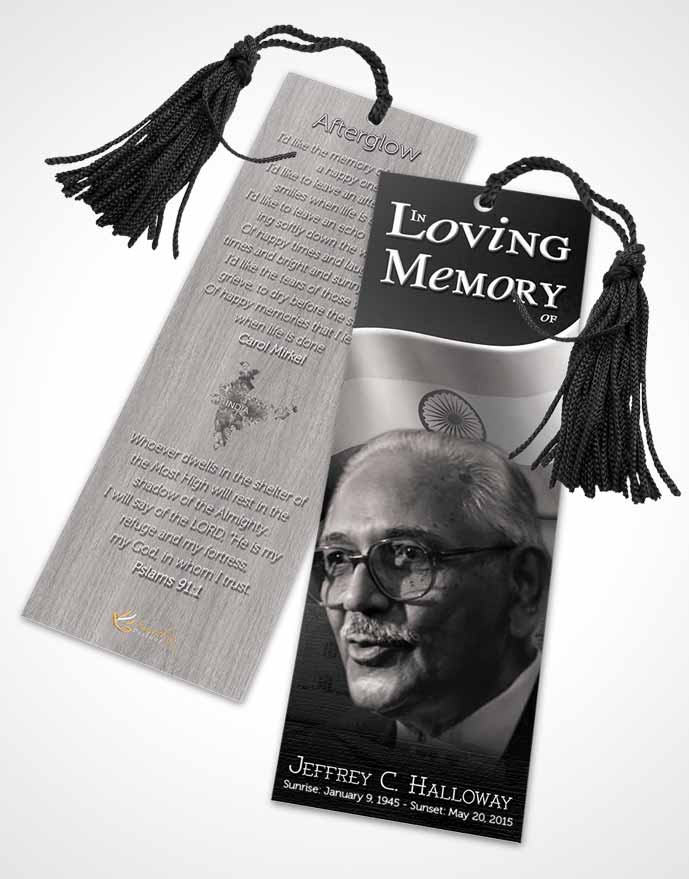 Funeral Bookmark Template Indian Black and White Love