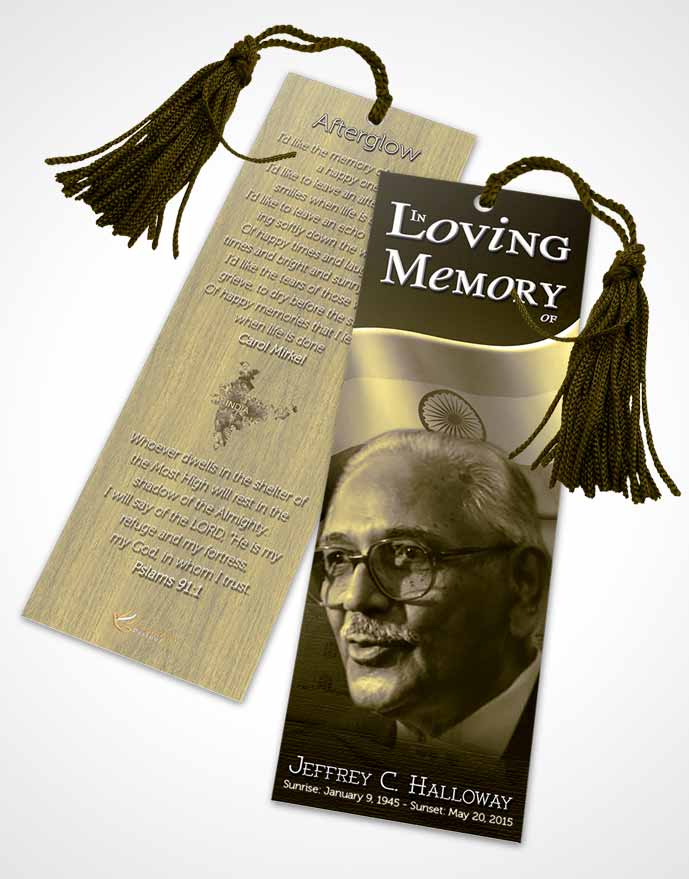Funeral Bookmark Template Indian Golden Love