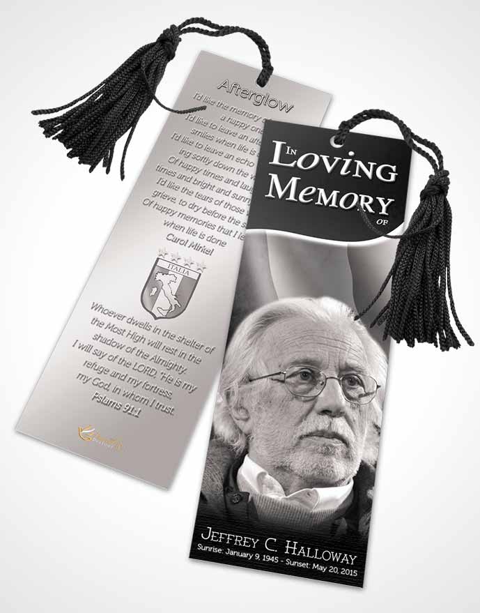 Funeral Bookmark Template Italian Black and White Beauty