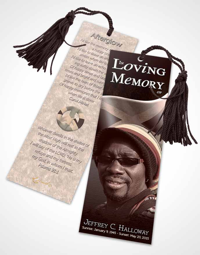Funeral Bookmark Template Jamaican Burgundy Beauty