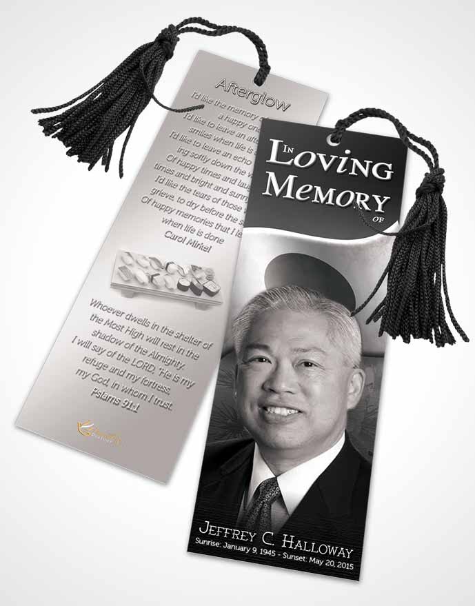 Funeral Bookmark Template Japanese Black and White Blossoms