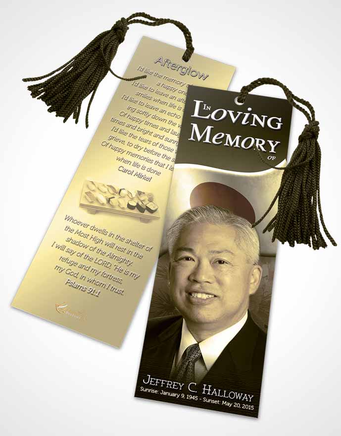 Funeral Bookmark Template Japanese Golden Blossoms
