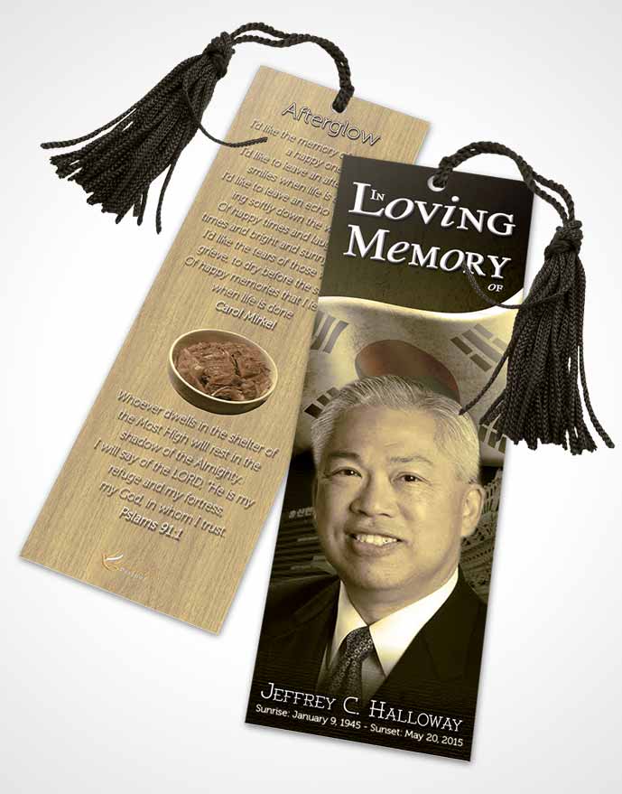 Funeral Bookmark Template Korean Golden City