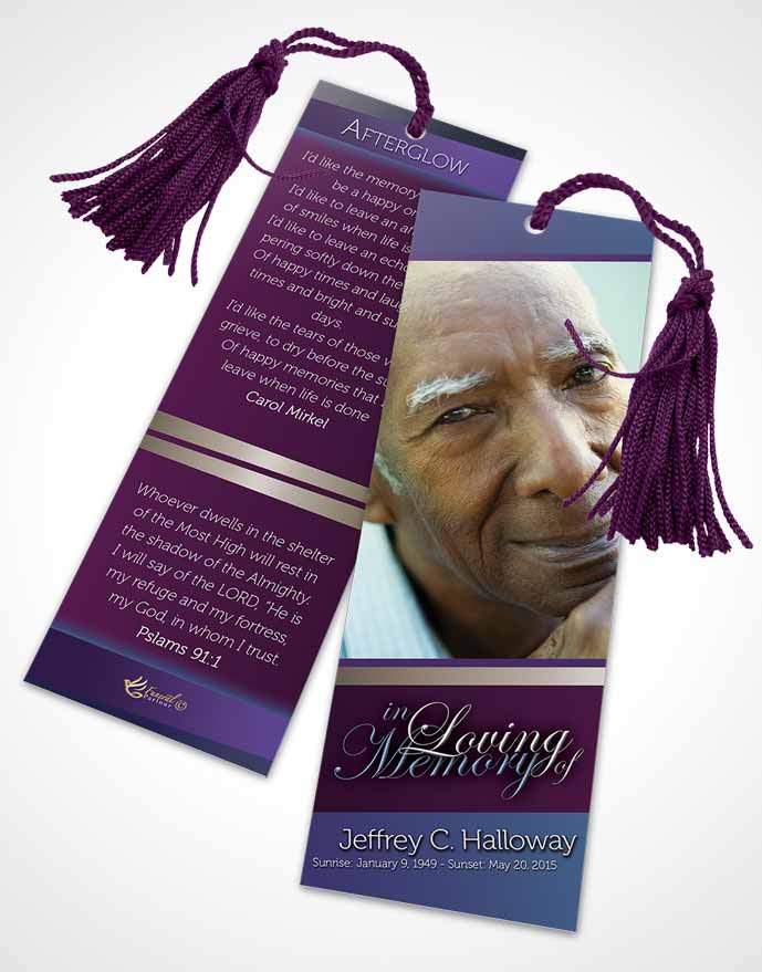Funeral Bookmark Template Lavender Beauty Tranquility Dark