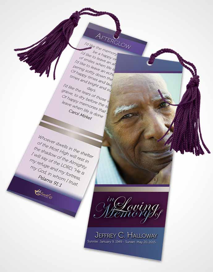 Funeral Bookmark Template Lavender Beauty Tranquility Light