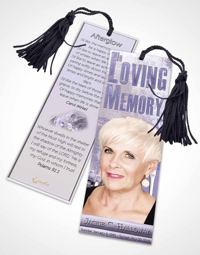 Funeral Bookmark Template Lavender Bliss Painters Paradise