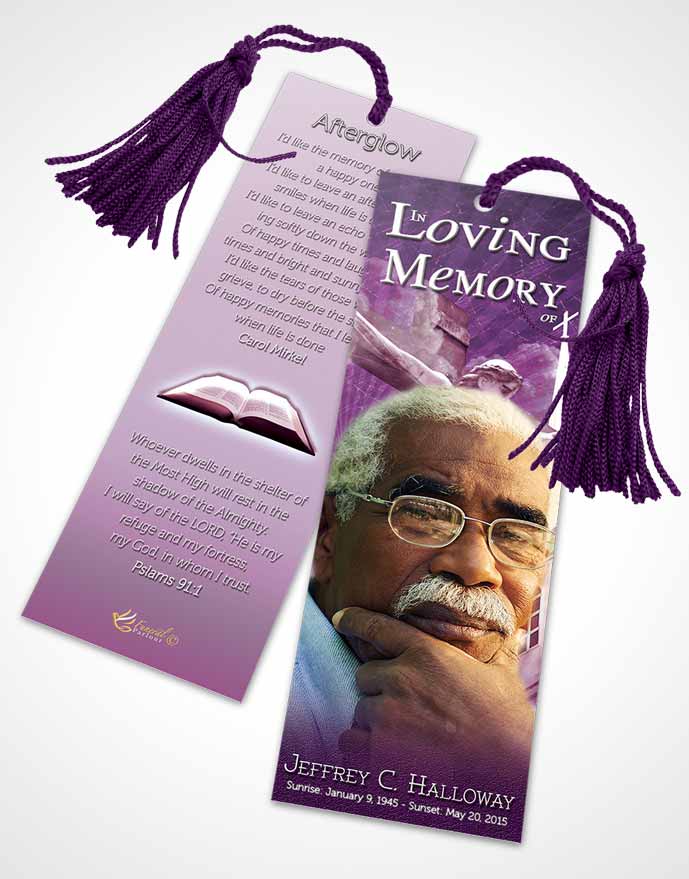 Funeral Bookmark Template Lavender Christian Faith