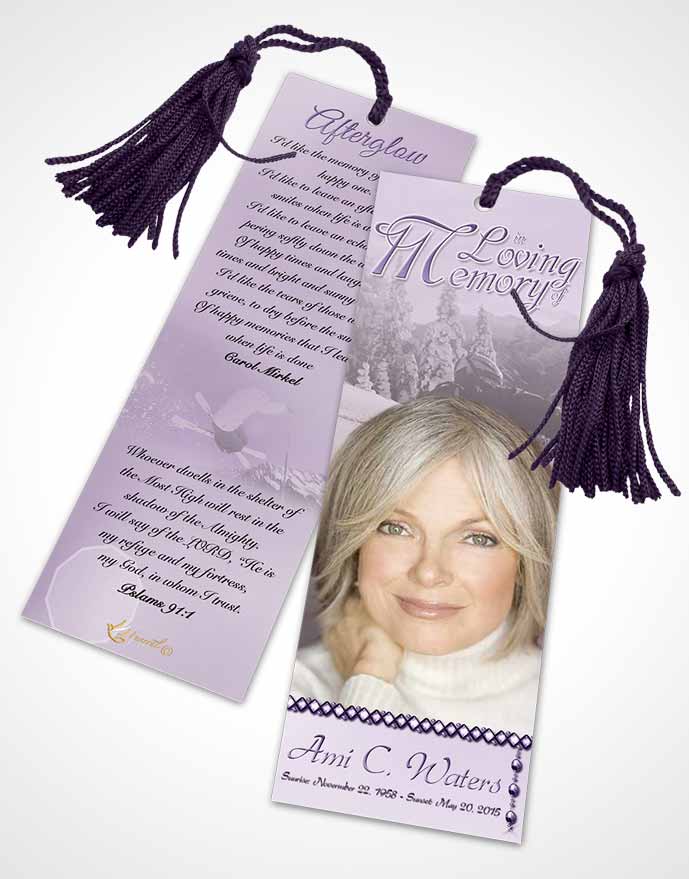 Funeral Bookmark Template Lavender Downhill Skiing