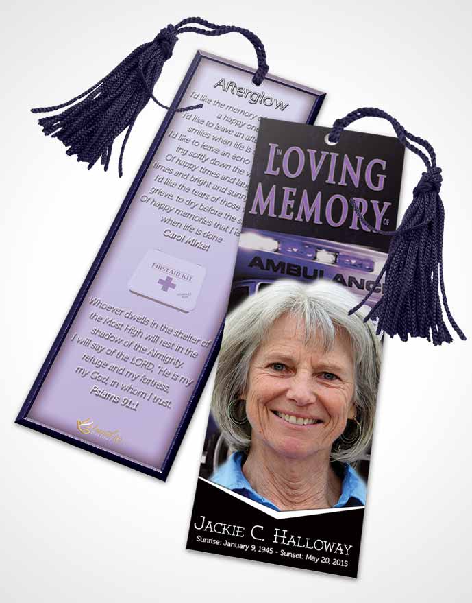 Funeral Bookmark Template Lavender EMT Savior
