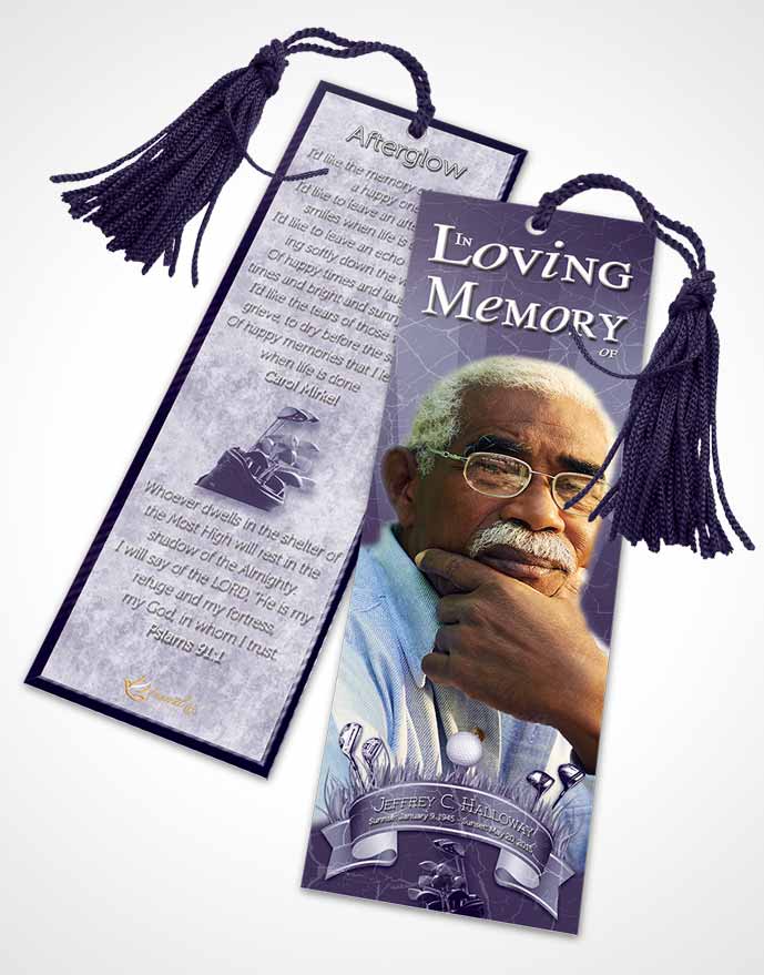 Funeral Bookmark Template Lavender Golf Star