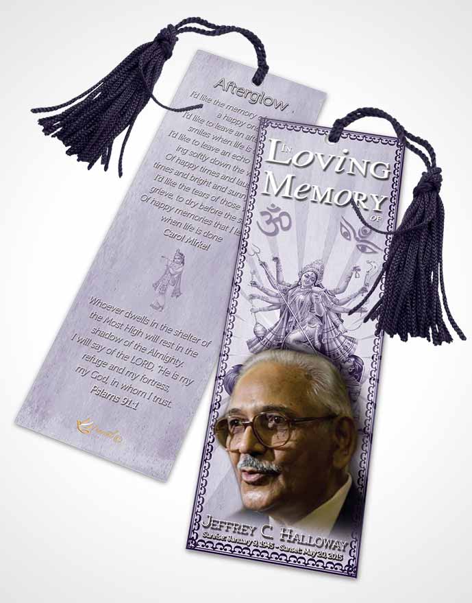 Funeral Bookmark Template Lavender Hindu Faith