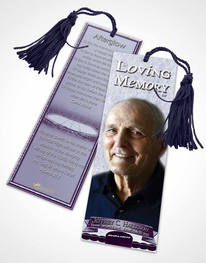 Funeral Bookmark Template Lavender Hockey Star