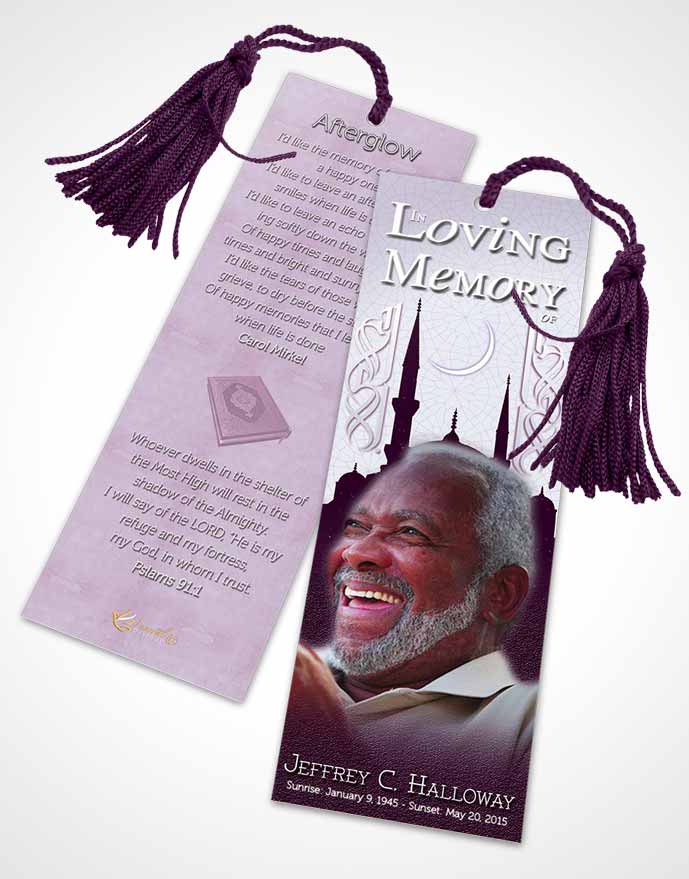 Funeral Bookmark Template Lavender Islamic Serenity