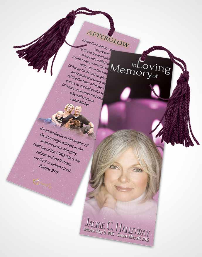 Funeral Bookmark Template Lavender Kisses Candles In The Wind