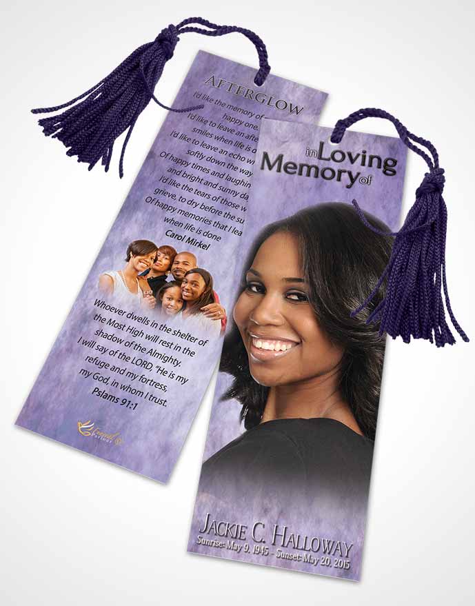 Funeral Bookmark Template Lavender Kisses Harmonics