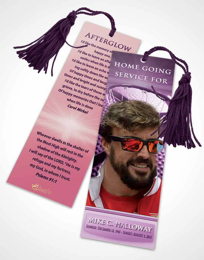 Funeral Bookmark Template Lavender Love Basketball Honor