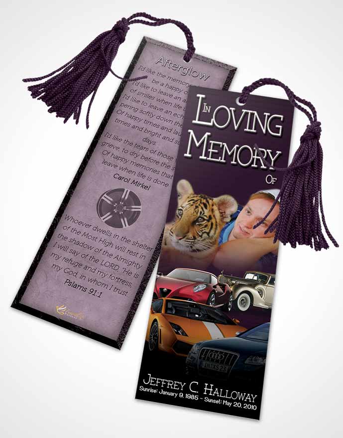 Funeral Bookmark Template Lavender Love Car Enthusiast