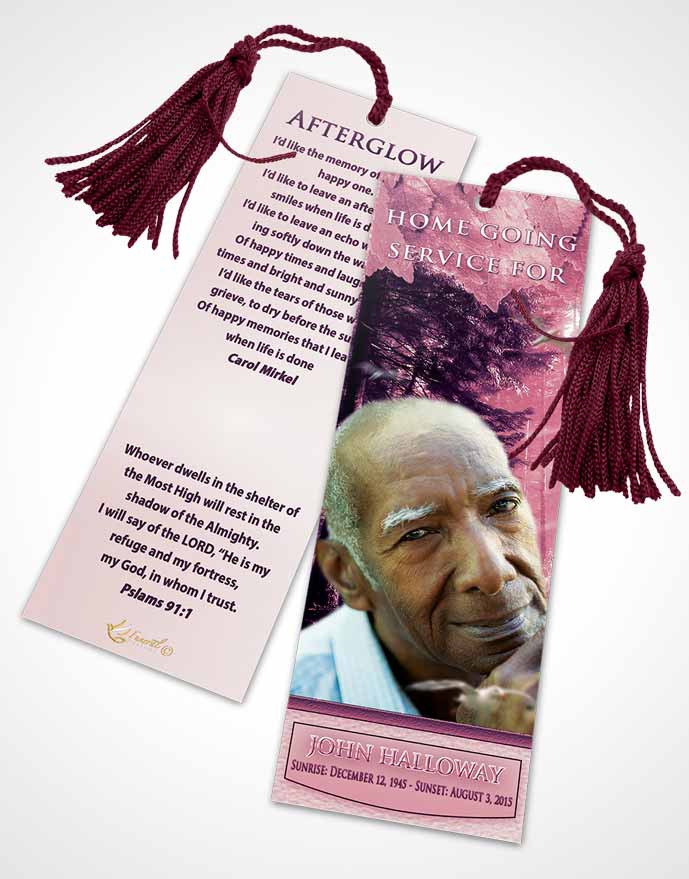 Funeral Bookmark Template Lavender Love Forest Laughter