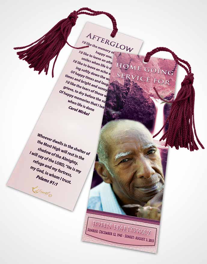 Funeral Bookmark Template Lavender Love Forest Magic