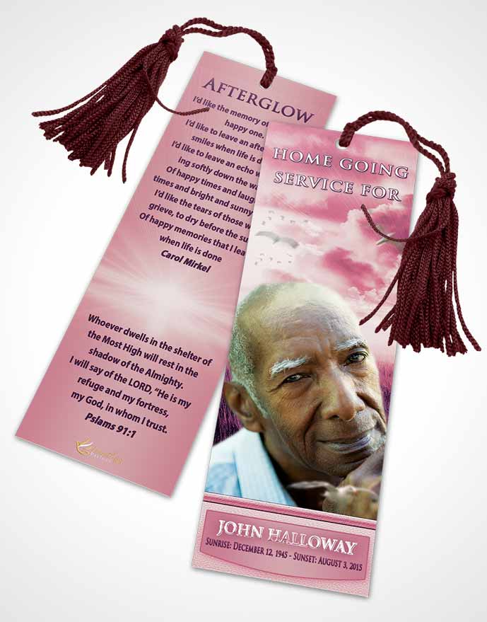 Funeral Bookmark Template Lavender Love Sparkling Sky