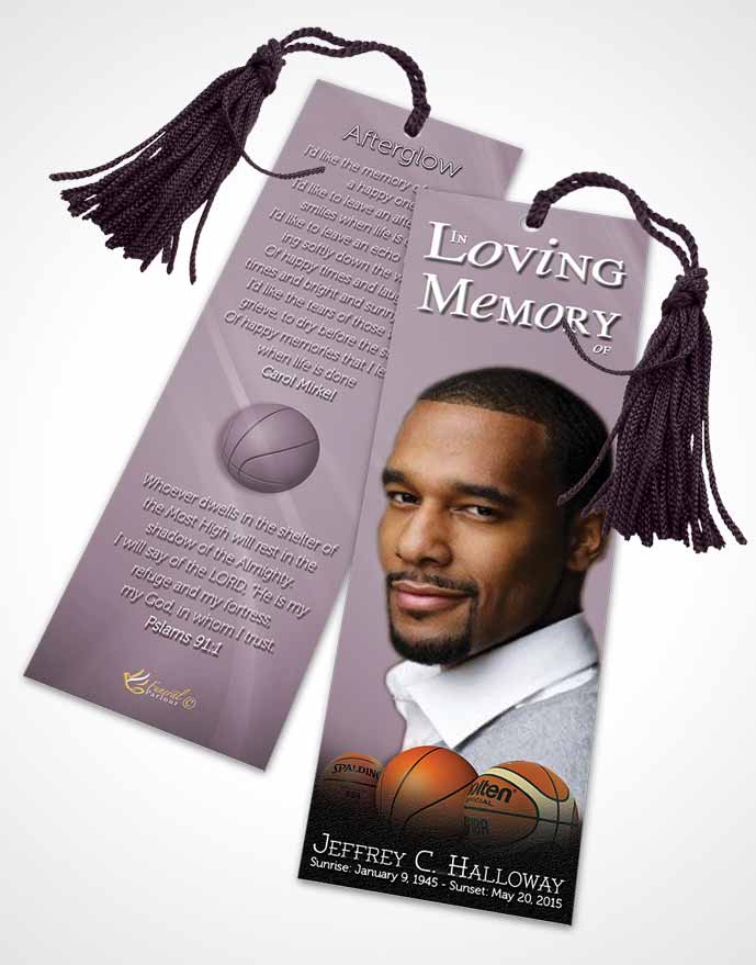 Funeral Bookmark Template Lavender Mist Basketball Lover Dark