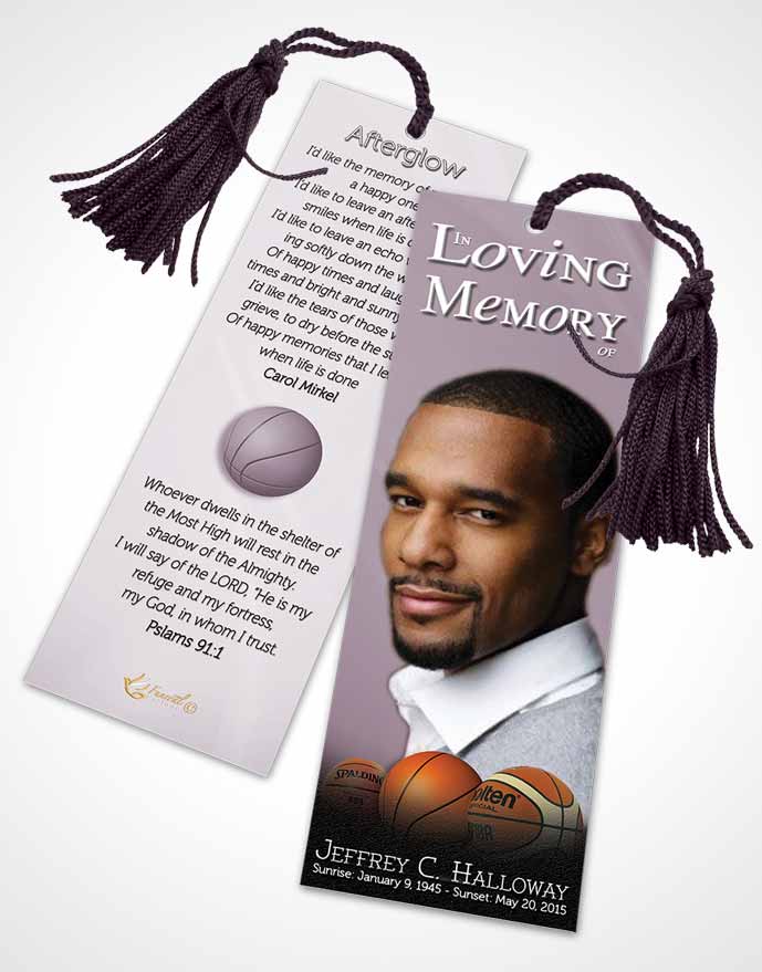 Funeral Bookmark Template Lavender Mist Basketball Lover Light