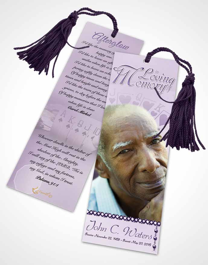 Funeral Bookmark Template Lavender Royal Flush