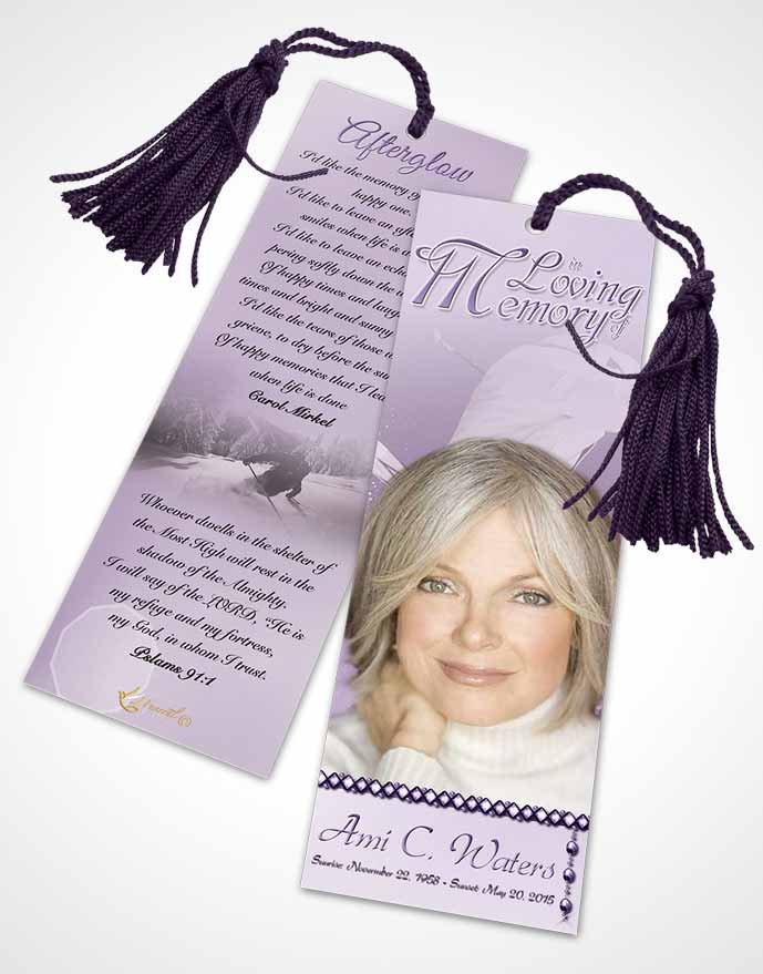 Funeral Bookmark Template Lavender Ski Jumping