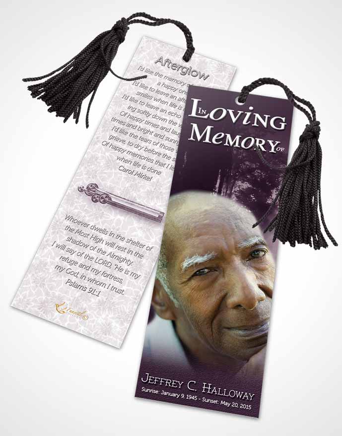 Funeral Bookmark Template Lavender Summer Reflection