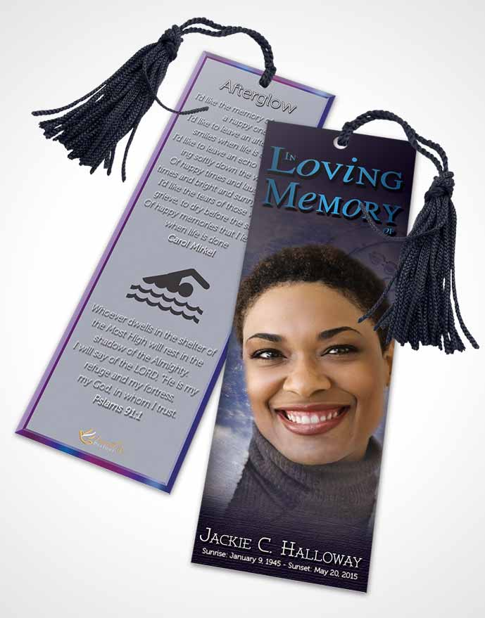 Funeral Bookmark Template Lavender Swimming Desire