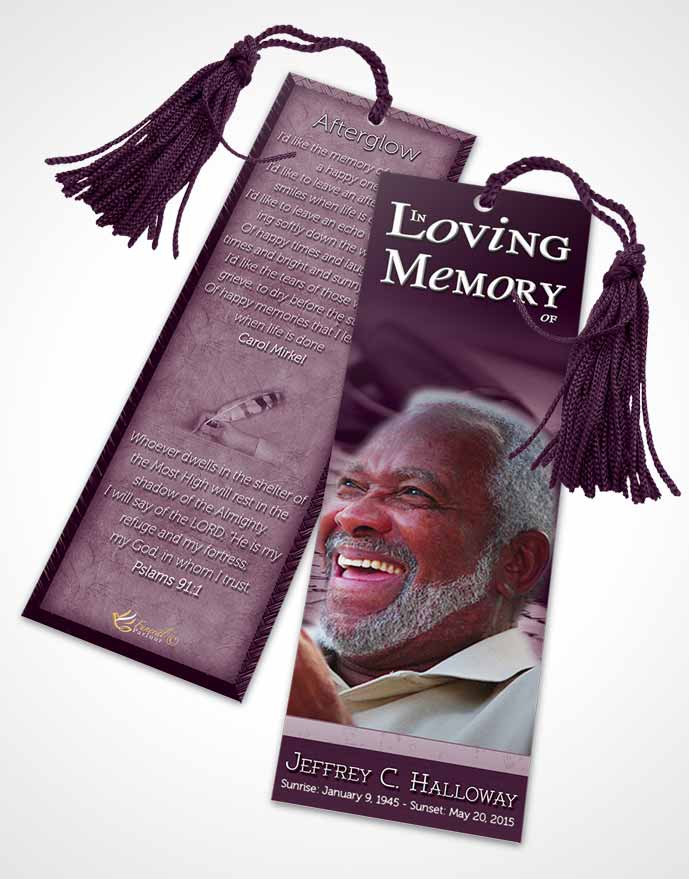 Funeral Bookmark Template Lavender Writer