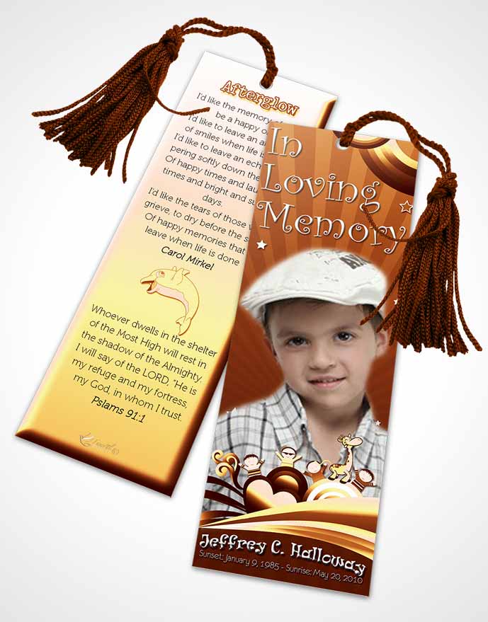 Funeral Bookmark Template Living in a Peach Childs Journey