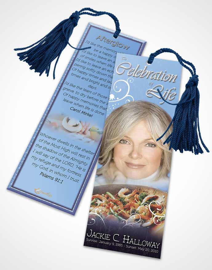 Funeral Bookmark Template Love of Ocean Blue Cooking