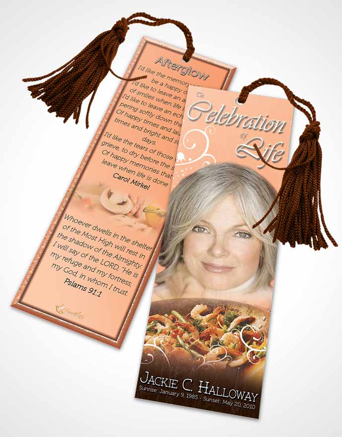 Funeral Bookmark Template Love of Peach Cooking