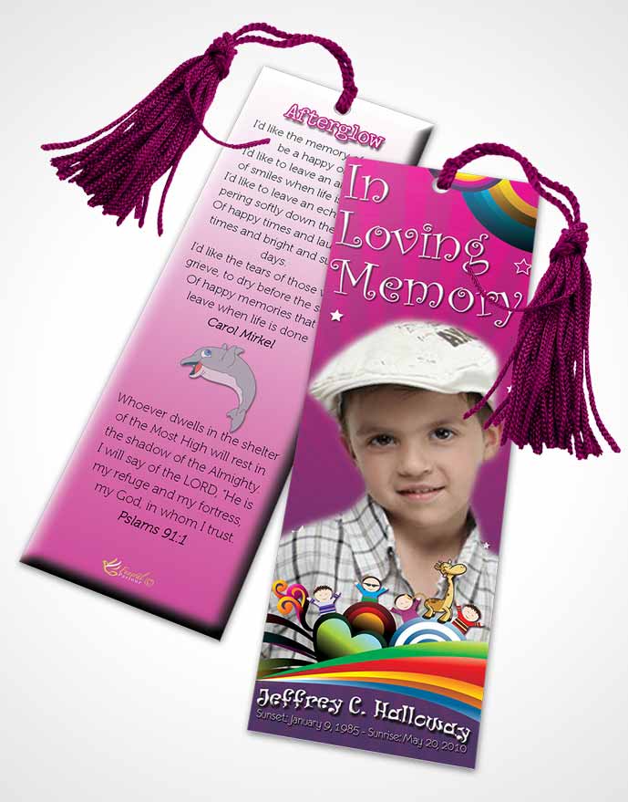 Funeral Bookmark Template Loving Embrace Childs Journey