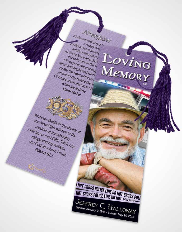 Funeral Bookmark Template Loving Police On Duty
