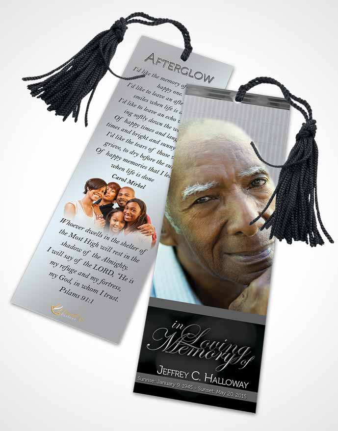 Funeral Bookmark Template Majestic Black and White Light