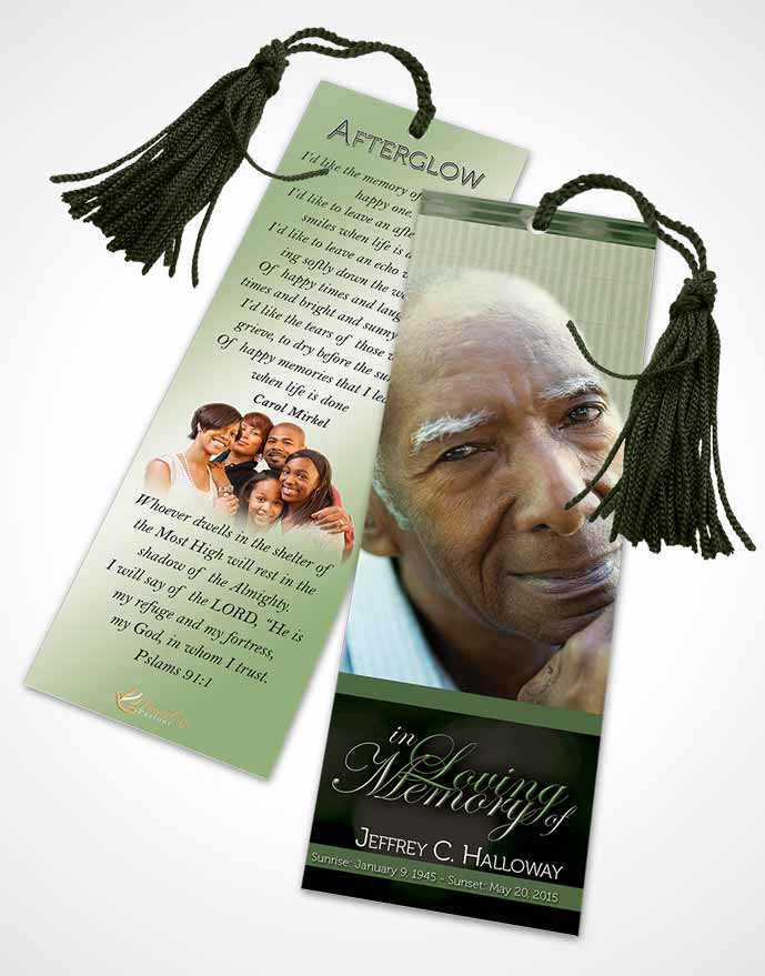 Funeral Bookmark Template Majestic Forest Laughter Dark