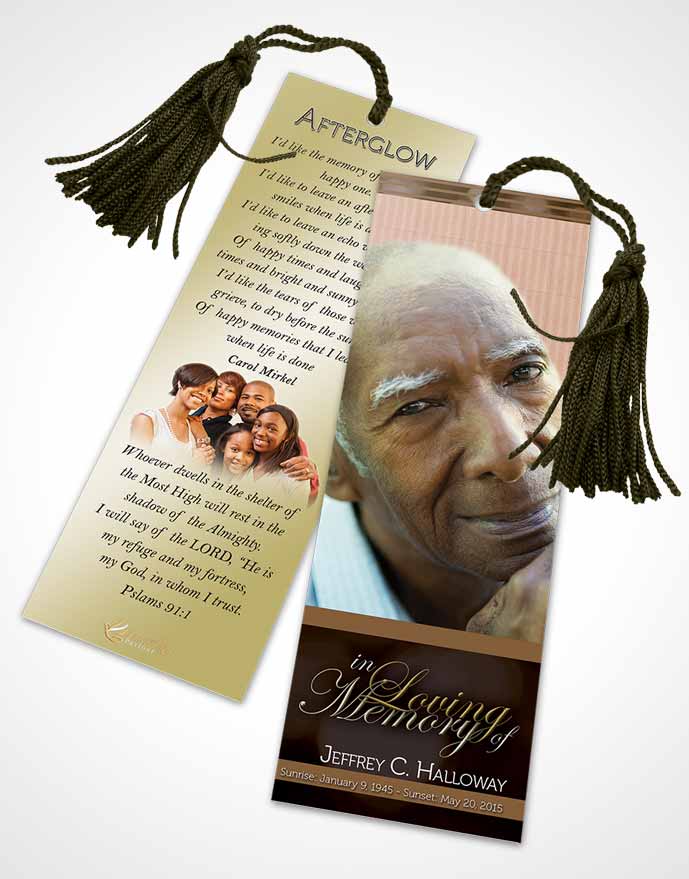 Funeral Bookmark Template Majestic Soothing Mist Light