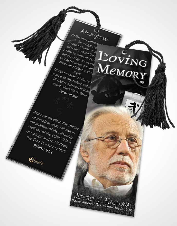 Funeral Bookmark Template Martial Arts Black and White