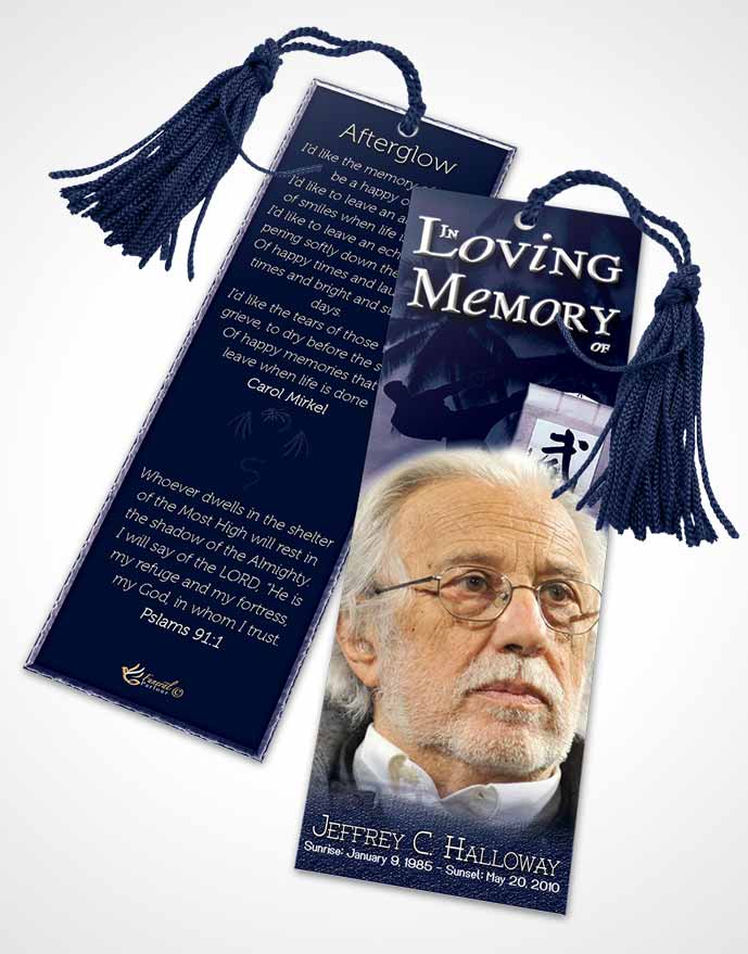 Funeral Bookmark Template Martial Arts Electric Sunset