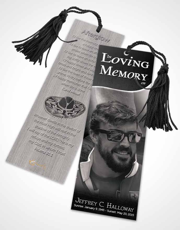 Funeral Bookmark Template Mexican Black and White Serenity