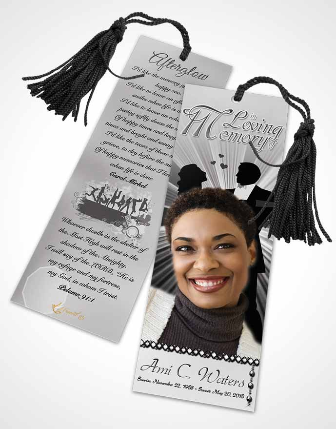 Funeral Bookmark Template Midnight Dancing Black and White