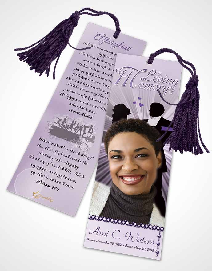 Funeral Bookmark Template Midnight Dancing Lavender Honor