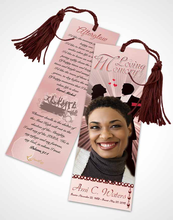 Funeral Bookmark Template Midnight Dancing Ruby Sunrise